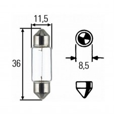 лампа подсветки номерного знака C5W 12V 5W (SV 8.5-8) двухцокольная